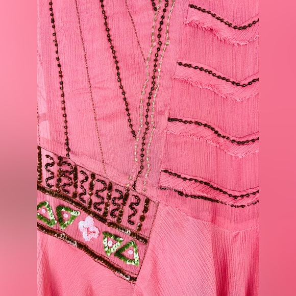 Free People Pink Pop Champagne Beaded Mini Dress - Picture 2 of 7
